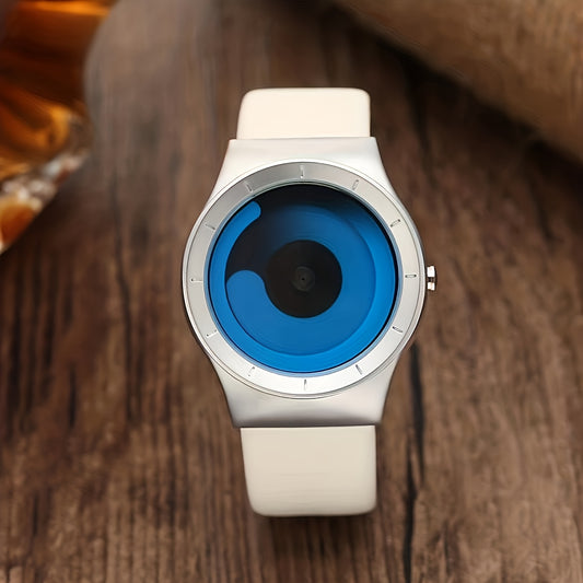 Fashionable Tai Chi & Bagua Concept Watch for Men and Women - Creative, Cool, and Trendy Design with Pointerless Dial, Faux Leather Strap, and Colorful Gemstone Accents - Digital Display, Quartz Movement, Round Case, Non- - Ideal for Students and Couples