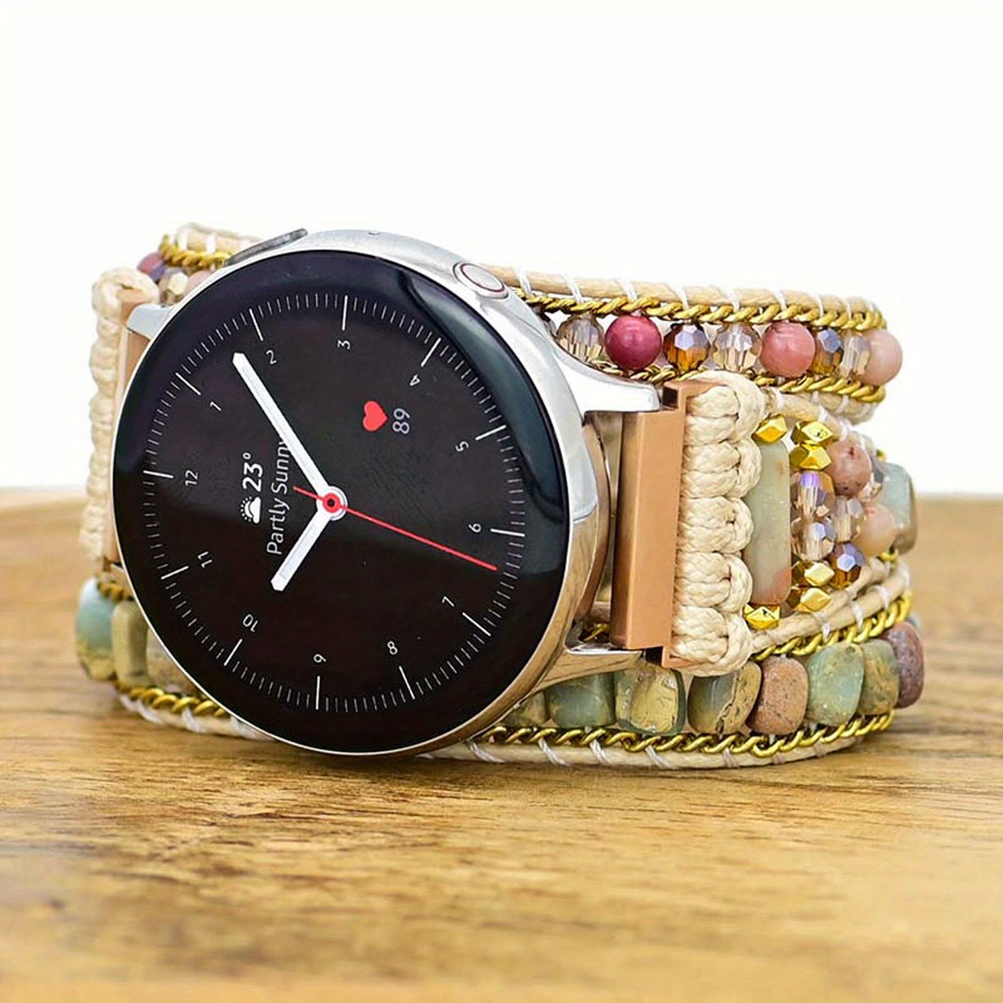 3-layer Red Pattern For Samsung Watch Strap Bohemian Hand-wound Woven Watch Strap Suitable For 20mm Connector Porous Adjustable
