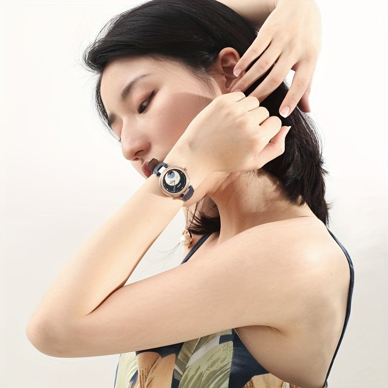 1pc Dreamy Star Series, a Blue Light in the Night Sky, a Mini for galaxy on Your Wrist! Casual and Versatile Automatic Mechanical Watch for Friends, an Ideal Gift for Women