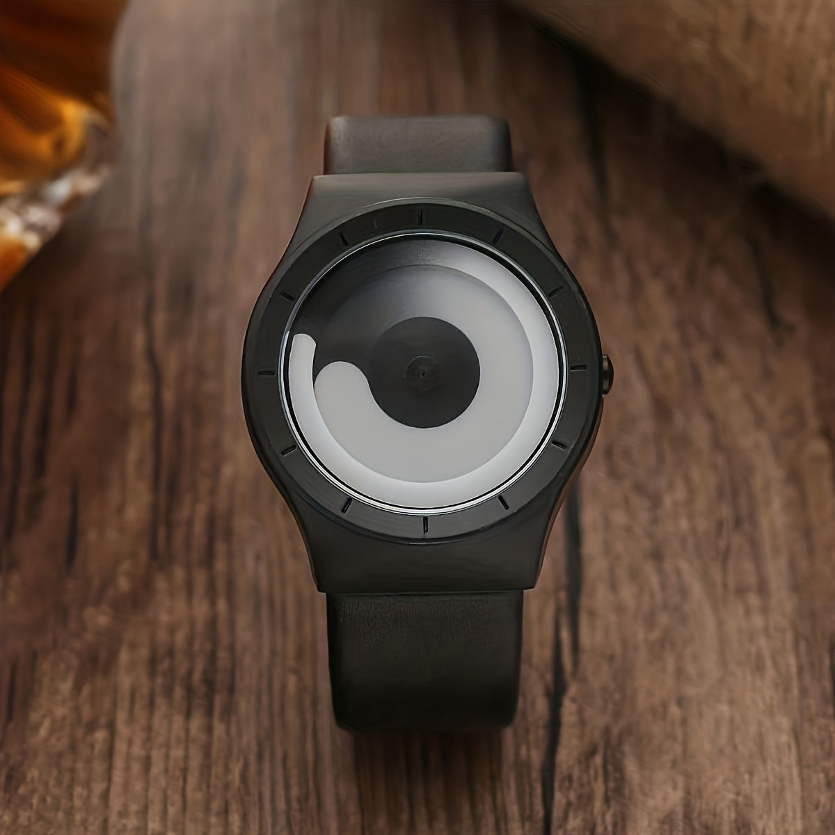 Fashionable Tai Chi & Bagua Concept Watch for Men and Women - Creative, Cool, and Trendy Design with Pointerless Dial, Faux Leather Strap, and Colorful Gemstone Accents - Digital Display, Quartz Movement, Round Case, Non- - Ideal for Students and Couples