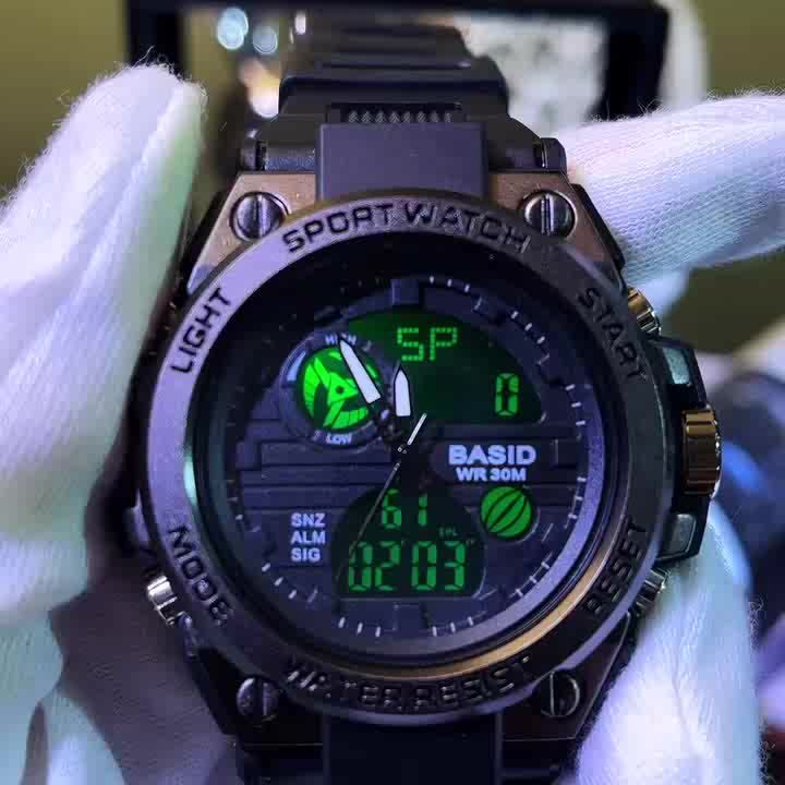 Men's Multifunctional Sports Waterproof Outdoor Watch with TPU Strap, Alarm Clock Date, Stopwatch Timer LED Backlight Glow-in-the-Dark Rainproof