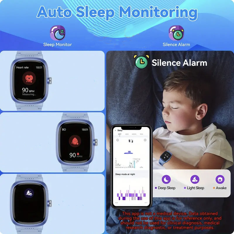 Blue Smart Watch for Youngsters with Sleep Monitor, Step & Calorie Tracker, Wireless Games\u002FAlarm - Fitness Watch for Boys & Girls Ages 4-16, Perfect Birthday Gift, Smart Watch for Girls