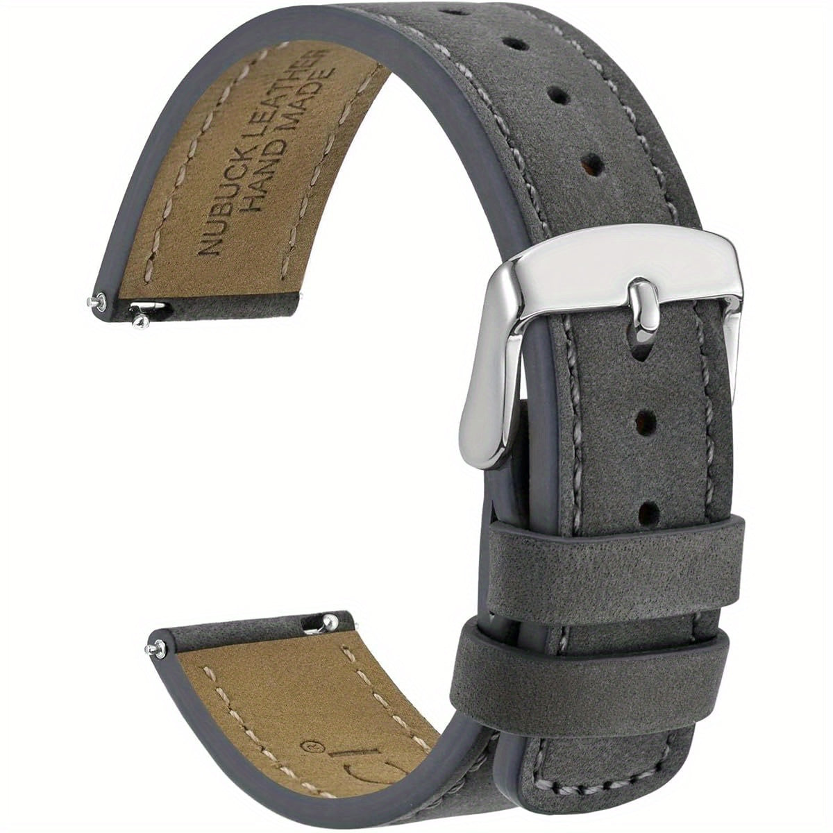 WOCCI Retro Nubuck Leather Watch Straps with Quick Release Stainless Steel Buckle - 18mm 20mm 22mm Widths, Casual Elegant Brown & Black Straps for Men & Women, Versatile for Everyday & Formal Wear