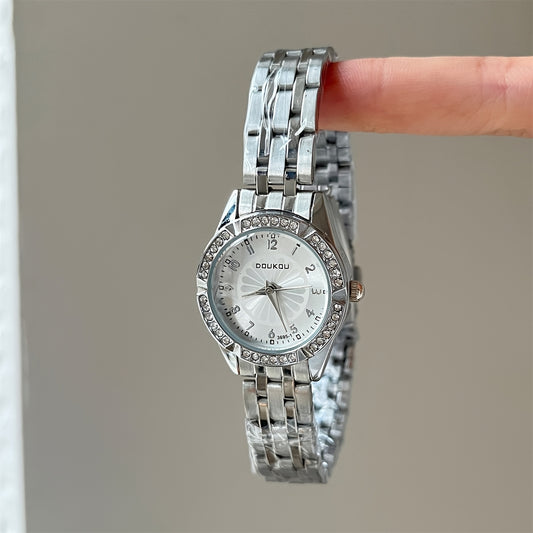 New Fashion Creative Women's Round Dial Quartz Watch with Accents - Exquisite Mirror Surface - Trendy and Elegant Unisex Style for Mother's Day, Women's Day, Valentine's Gift