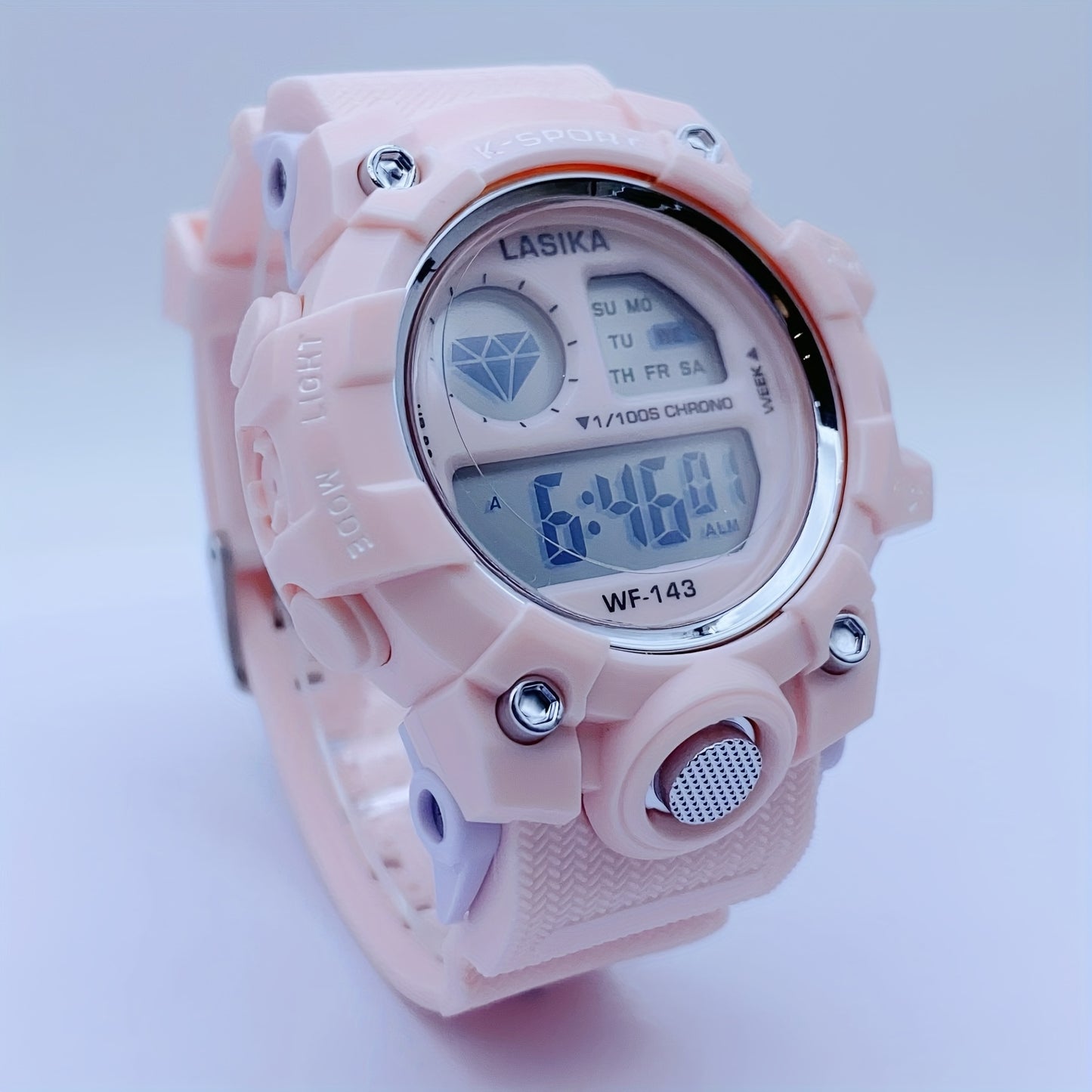 Pink Girls' Waterproof Digital Watch with Luminous Display, Sports & Swimming Timer, Date & Alarm Function, Adjustable Strap - Perfect Gift for Teens & Women, Teen Gift Item, Playful Design, Durable Plastic