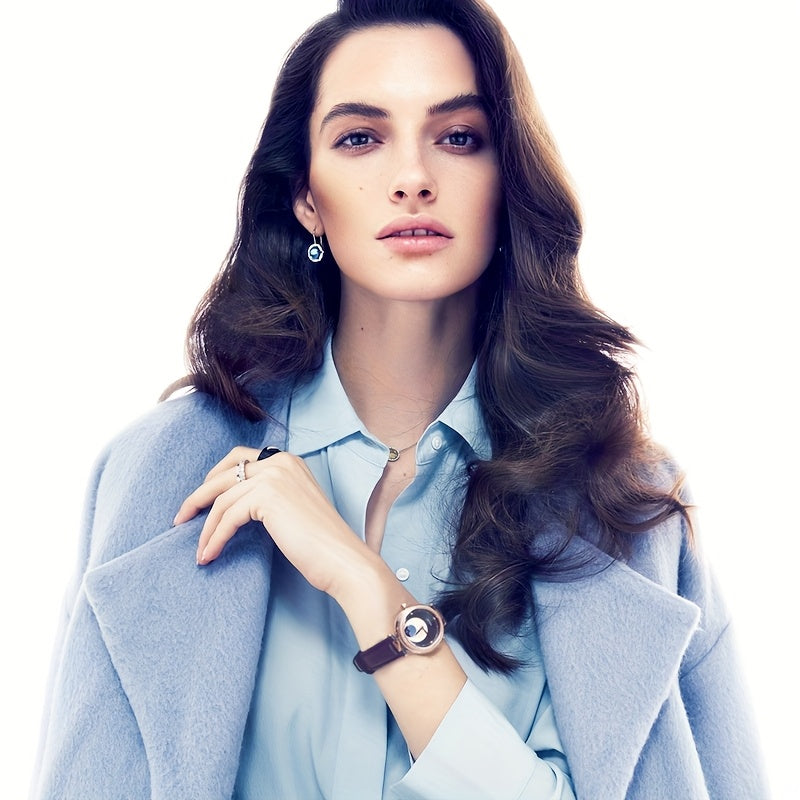 1pc Dreamy Star Series, a Blue Light in the Night Sky, a Mini for galaxy on Your Wrist! Casual and Versatile Automatic Mechanical Watch for Friends, an Ideal Gift for Women
