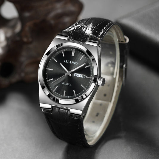 Men'S Business Casual Versatile Quartz Faux Leather Watch with Multifunctional Calendar, Trendy And High-End Feel.