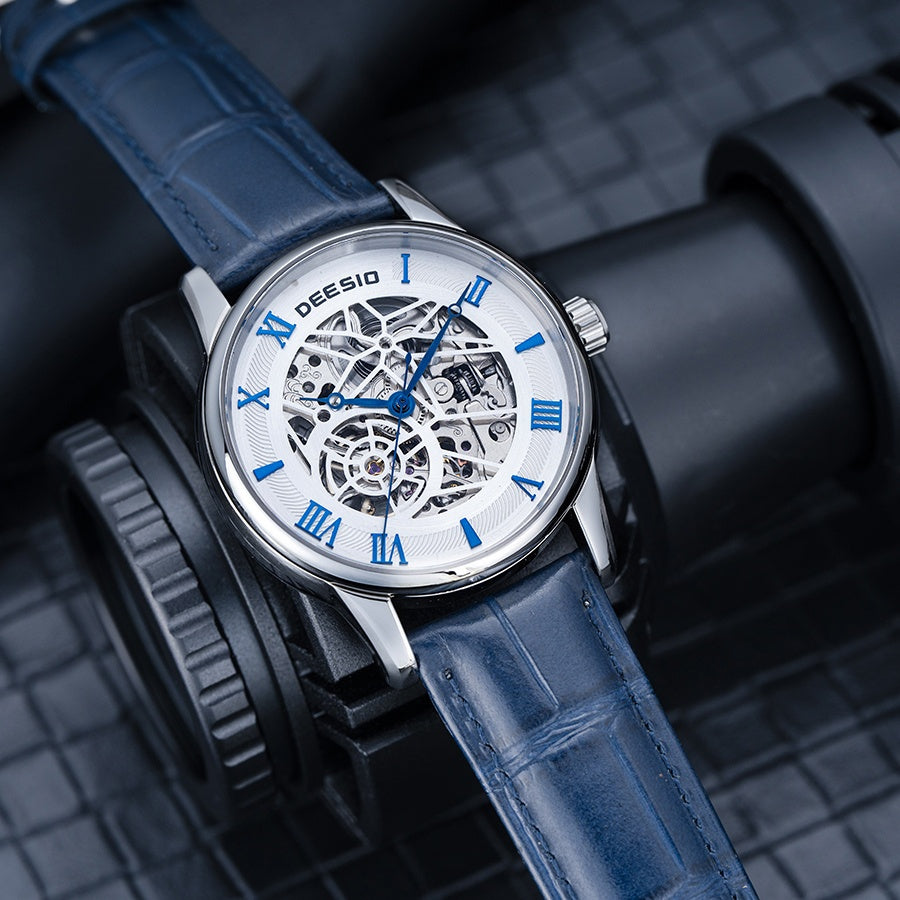 Men's Full Automatic Mechanical Watch Casual Sports Hollow Out Fashionable Design Wristwatch