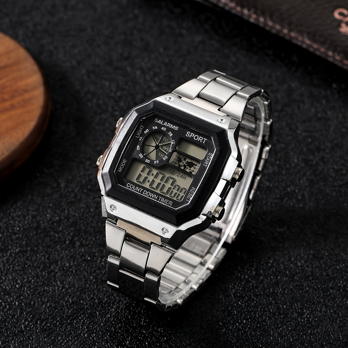 1 Men's Small Square Metal Texture Multifunctional Business Smartwatch, Suitable for Students