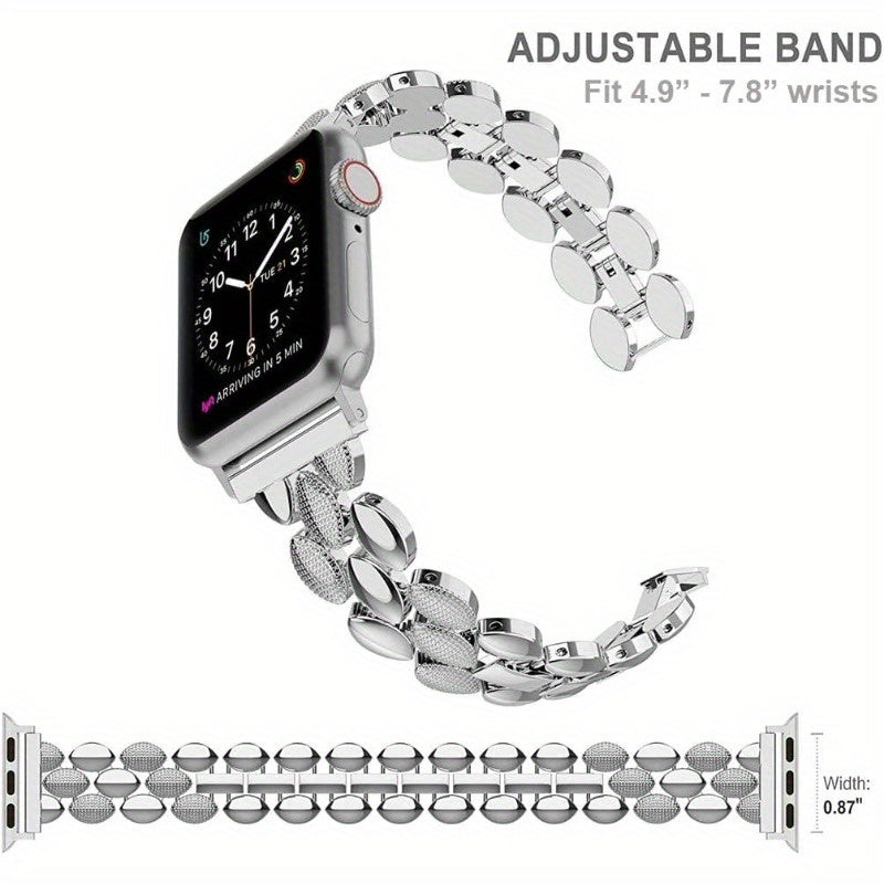 Wearlizer Dressy Band for Apple Watch Band 38mm 40mm 41mm Women Stainless Steel Fancy Bracelet Replacement Band Strap Metal Wristbands Accessories for iWatch Band Series 9 8 7 6 SE 5 4 3 2 1 Silvery