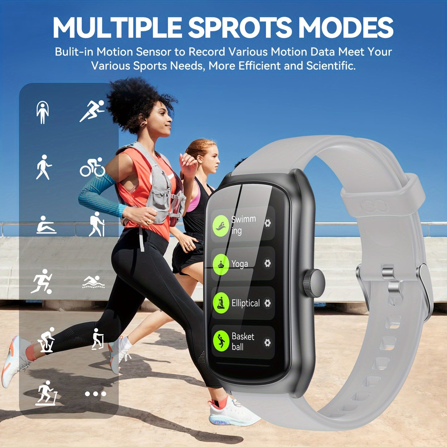 Anyloop New Gray Smart Watch, High Quality Smart Watch, Music Playback Control, Watch Don't Disturb, Outdoor Smart Watch 100+ Sports Modes, Super Long Standby Time