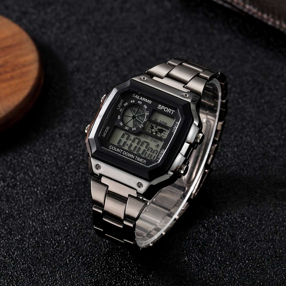 1 Men's Small Square Metal Texture Multifunctional Business Smartwatch, Suitable for Students