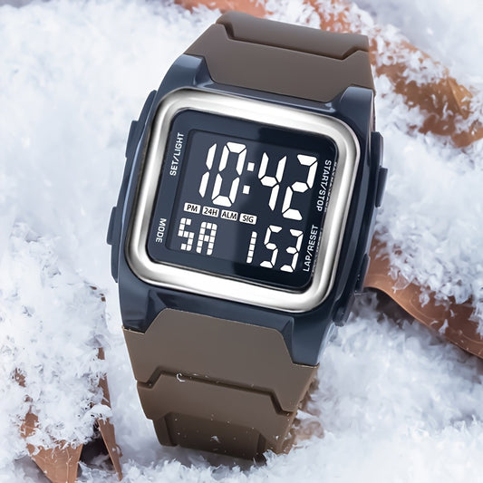 Unisex Square LED Watch with Night Light - Stylish & Functional for Men, Women & Teens