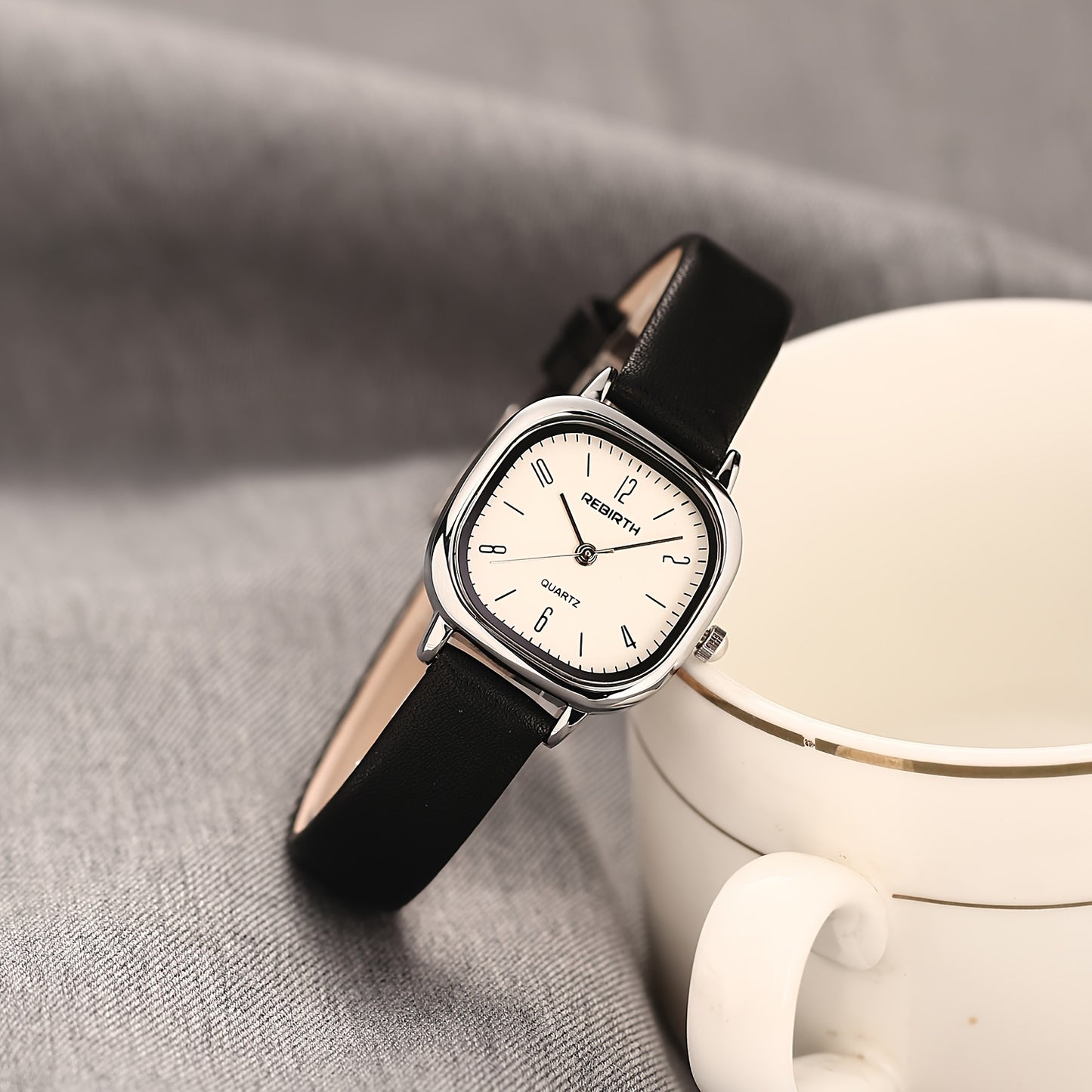 Elegant Women'S Quartz Watch with Faux Leather Strap - Bohemian Style, Square Case, Golden-Tone Accents, Perfect for Casual Attire, Casual Wear Watch | Bohemian Style Watch | Quartz Movement Watch