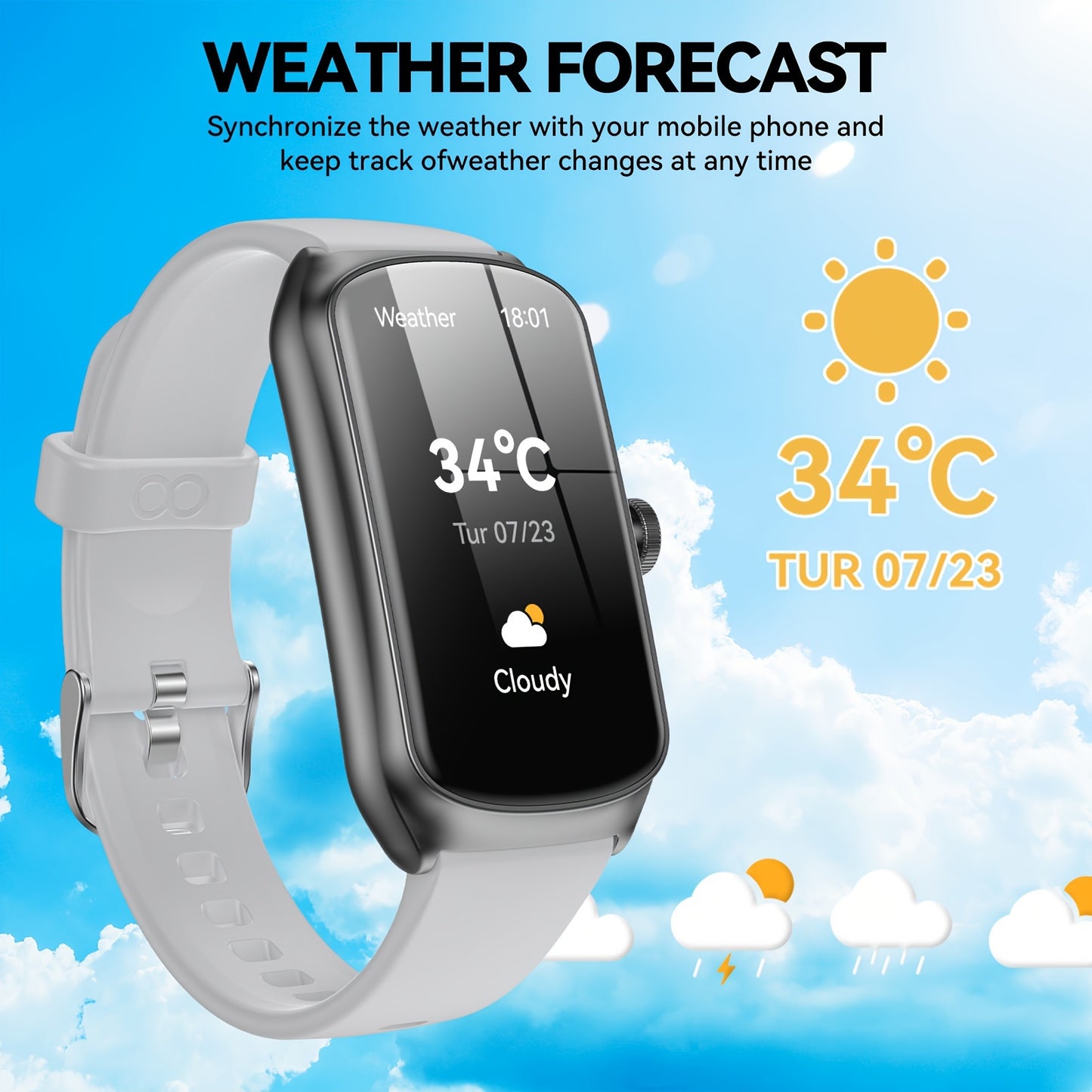 Anyloop New Gray Smart Watch, High Quality Smart Watch, Music Playback Control, Watch Don't Disturb, Outdoor Smart Watch 100+ Sports Modes, Super Long Standby Time