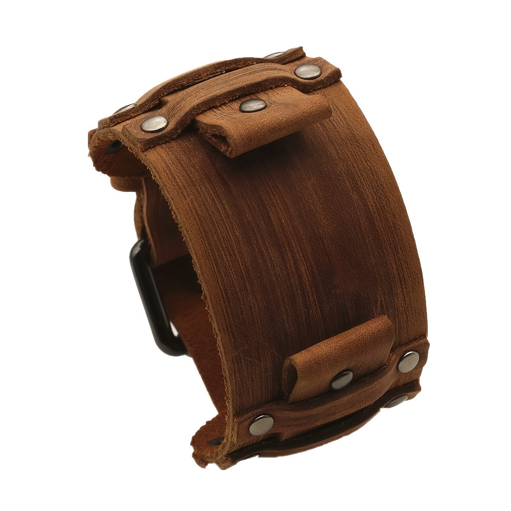 1pc Genuine Calf Leather Watch Band for Men, 24mm Casual Style with Hook-and-Loop Fastener, Available in Black, Brown, Blue, Green - Ideal for Valentine'S Day, Christmas, Father'S Day Gifts