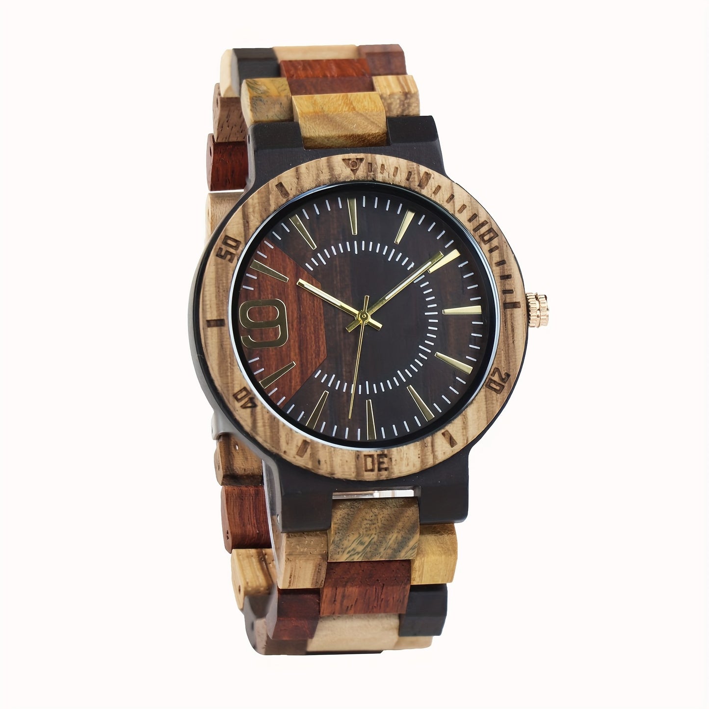 New Unique Multi-Color Wooden Watch New Multi-Color Wooden Men's Quartz Watch Unique Personality Best Gift Choice Without Wooden Box