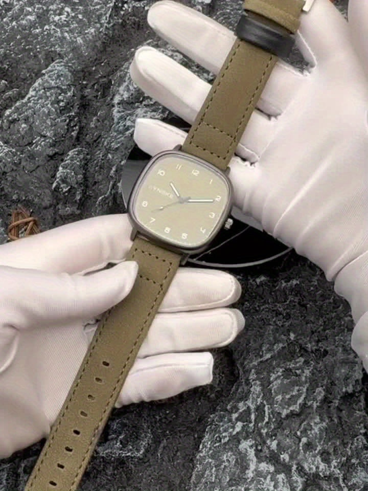 SYNOKE Men's Casual Quartz Watch - Alloy Case, Faux Leather Strap, Non-Rechargeable Battery, Best for Christmas