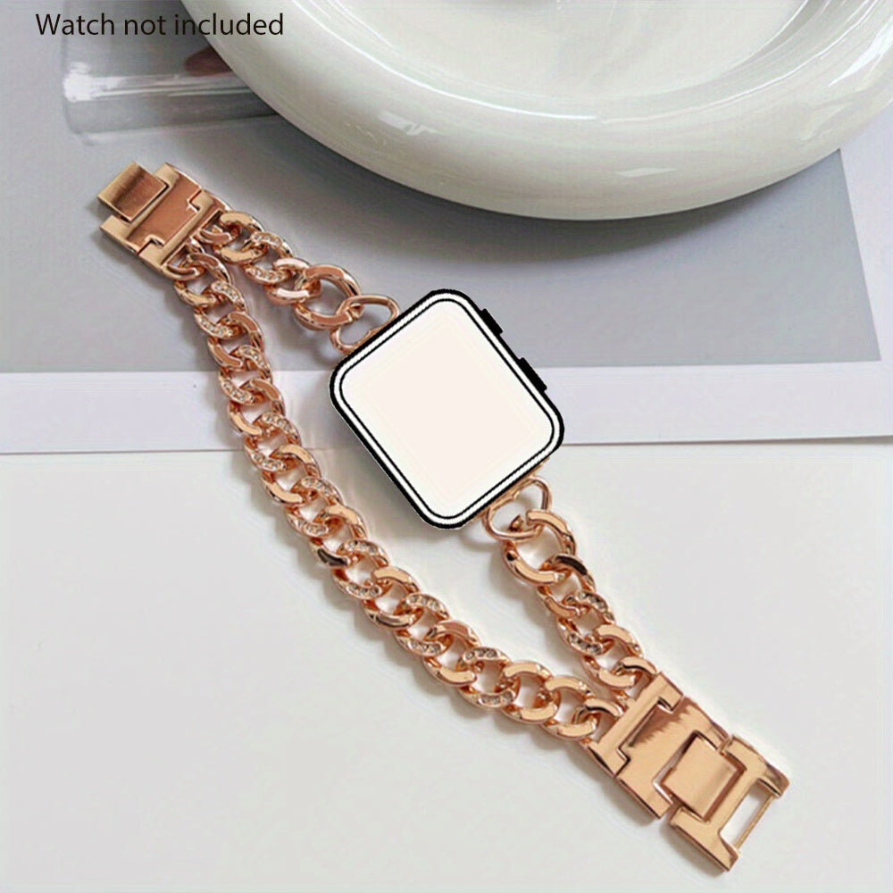 Fashion Design Rhinestone Chain Watch Band for iWatch Series 10 9 8 7 6 5 4 3 2 1 Metal Heart Style Bracelet for iWatch 38\u002F 40\u002F 41mm 42\u002F 44\u002F 45mm