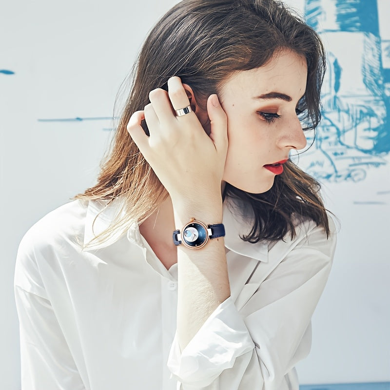 1pc Dreamy Star Series, a Blue Light in the Night Sky, a Mini for galaxy on Your Wrist! Casual and Versatile Automatic Mechanical Watch for Friends, an Ideal Gift for Women