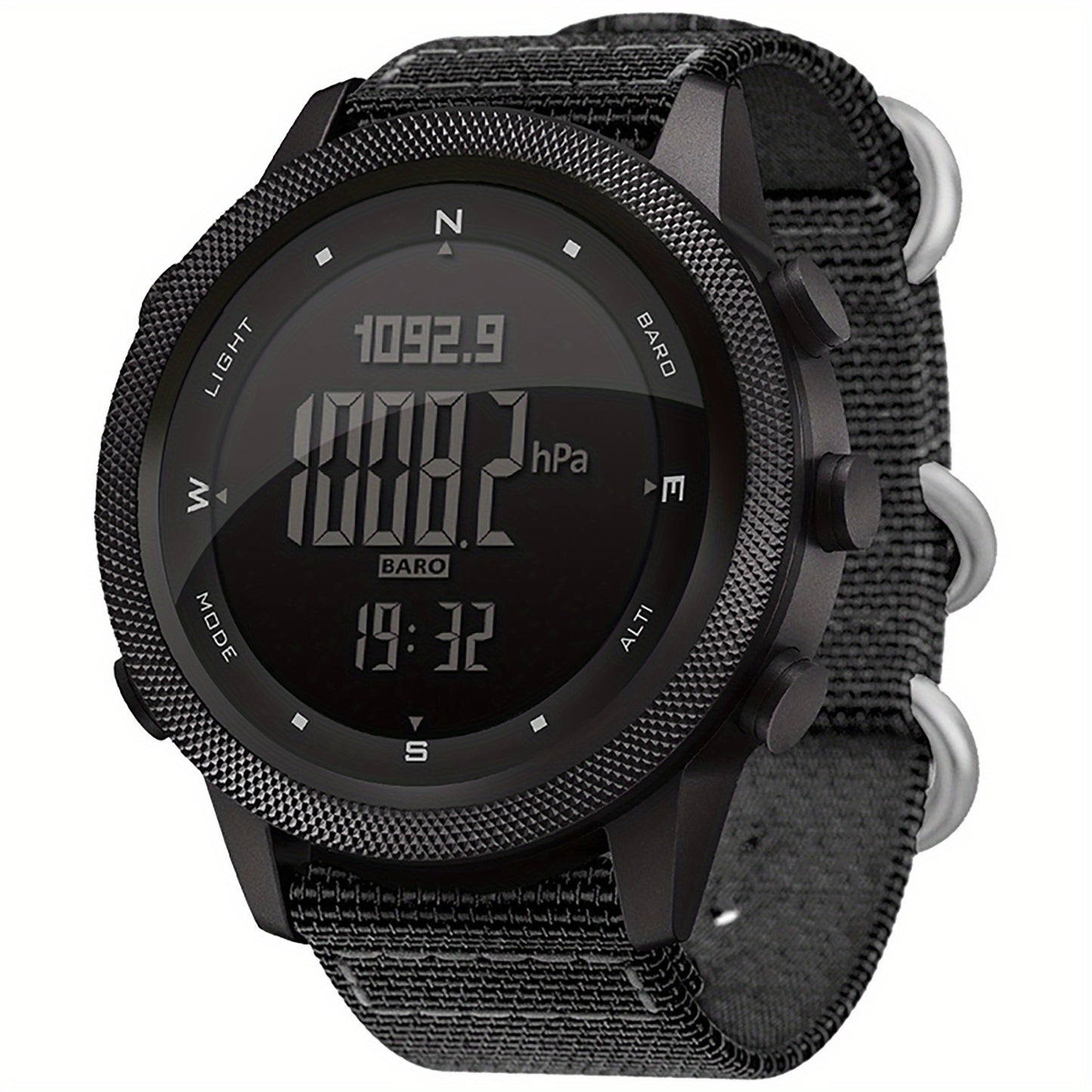 NORTH EDGE Men's Outdoor Sports Watch - 5ATM Digital Compass, Altimeter, Barometer, Thermometer, Metronome, Date\u002FStopwatch, Luminous Display, Alloy Case & Nylon Strap for Hiking, Swimming, Mountaineering