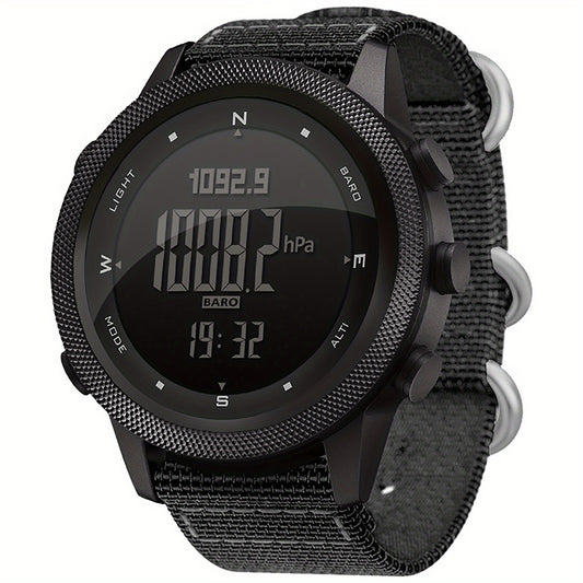 NORTH EDGE Men's Outdoor Sports Watch - 5ATM Digital Compass, Altimeter, Barometer, Thermometer, Metronome, Date\u002FStopwatch, Luminous Display, Alloy Case & Nylon Strap for Hiking, Swimming, Mountaineering
