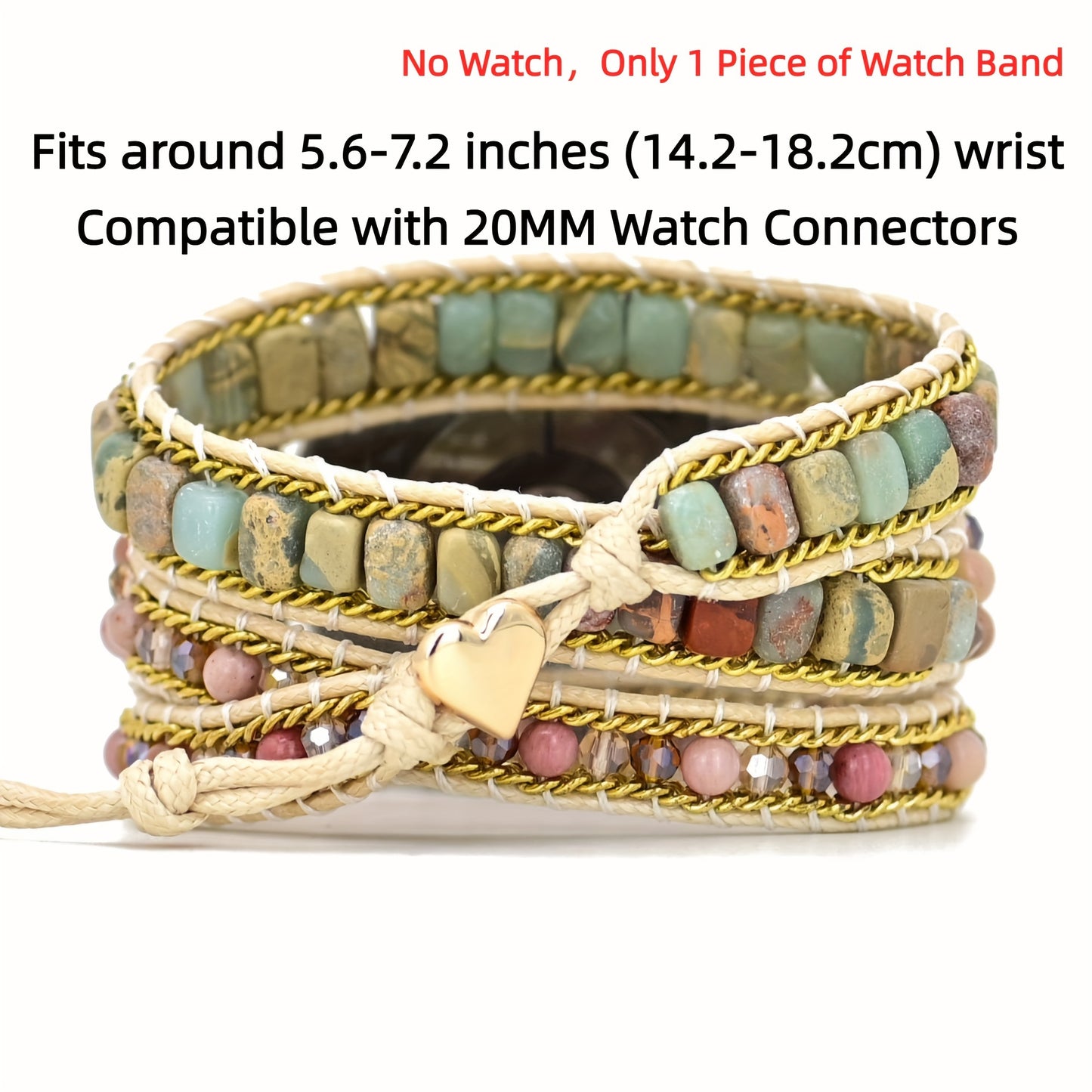 3-layer Red Pattern For Samsung Watch Strap Bohemian Hand-wound Woven Watch Strap Suitable For 20mm Connector Porous Adjustable