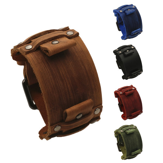 1pc Genuine Calf Leather Watch Band for Men, 24mm Casual Style with Hook-and-Loop Fastener, Available in Black, Brown, Blue, Green - Ideal for Valentine'S Day, Christmas, Father'S Day Gifts