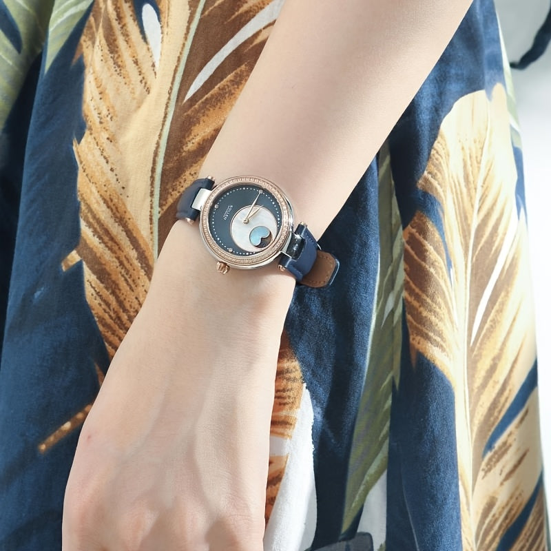 1pc Dreamy Star Series, a Blue Light in the Night Sky, a Mini for galaxy on Your Wrist! Casual and Versatile Automatic Mechanical Watch for Friends, an Ideal Gift for Women
