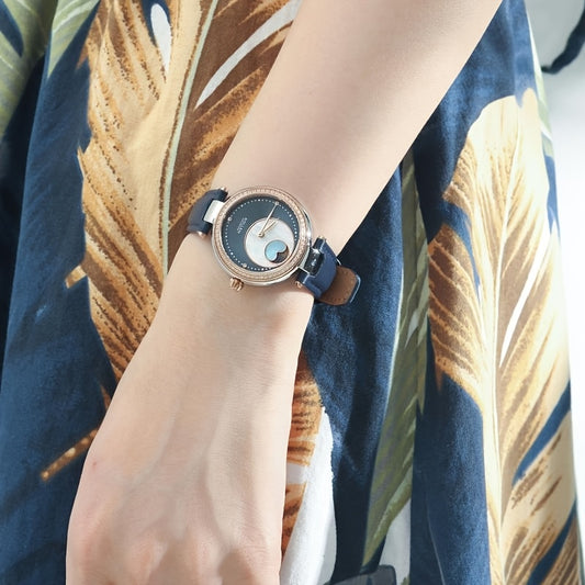 1pc Dreamy Star Series, a Blue Light in the Night Sky, a Mini for galaxy on Your Wrist! Casual and Versatile Automatic Mechanical Watch for Friends, an Ideal Gift for Women