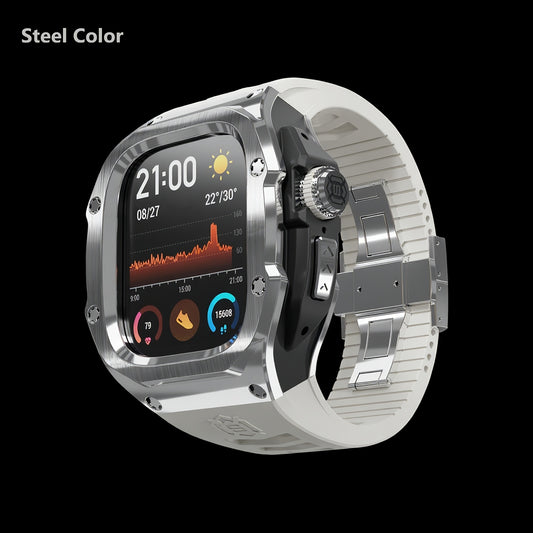 Suitable for Apple Watch Ultra 1 Ultra 2 49mm Fashion and Luxury Watch Modification Protective Case, Durable 316L Stainless Steel Full Coverage Cover with Metal Buckle, Shockproof, Supports Wireless Charging, Stylish Hard Look, Not Waterproof