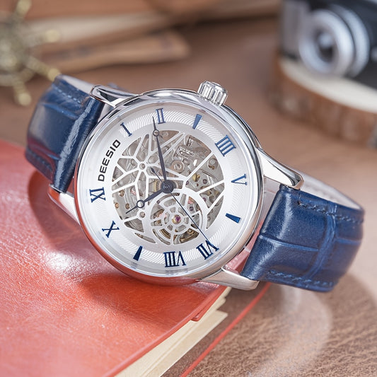 Men's Full Automatic Mechanical Watch Casual Sports Hollow Out Fashionable Design Wristwatch
