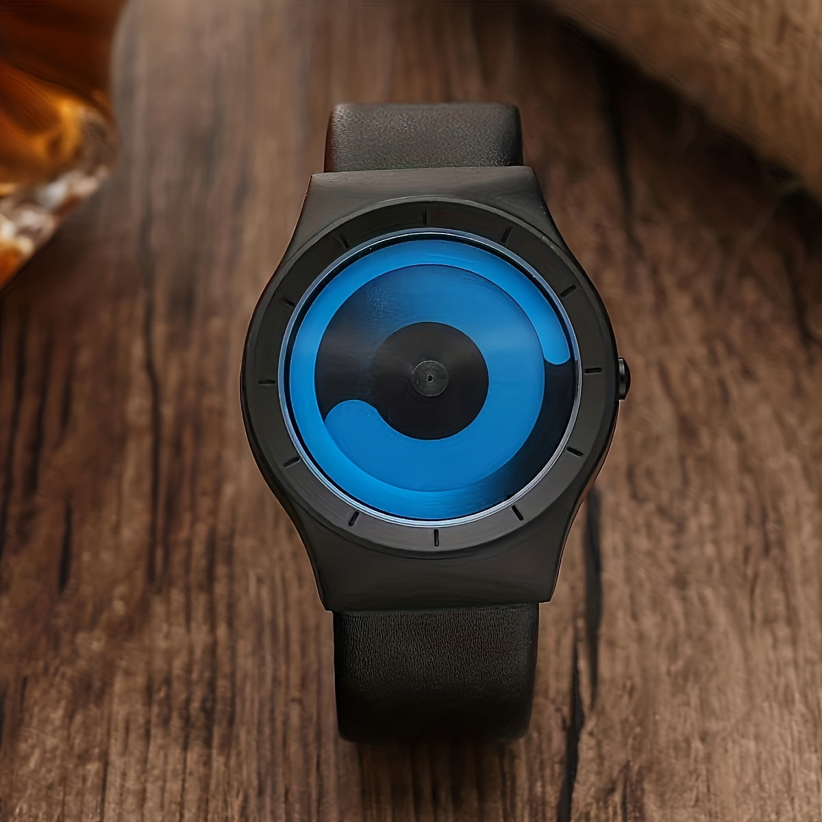 Fashionable Tai Chi & Bagua Concept Watch for Men and Women - Creative, Cool, and Trendy Design with Pointerless Dial, Faux Leather Strap, and Colorful Gemstone Accents - Digital Display, Quartz Movement, Round Case, Non- - Ideal for Students and Couples
