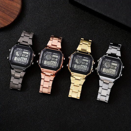 1 Men's Small Square Metal Texture Multifunctional Business Smartwatch, Suitable for Students