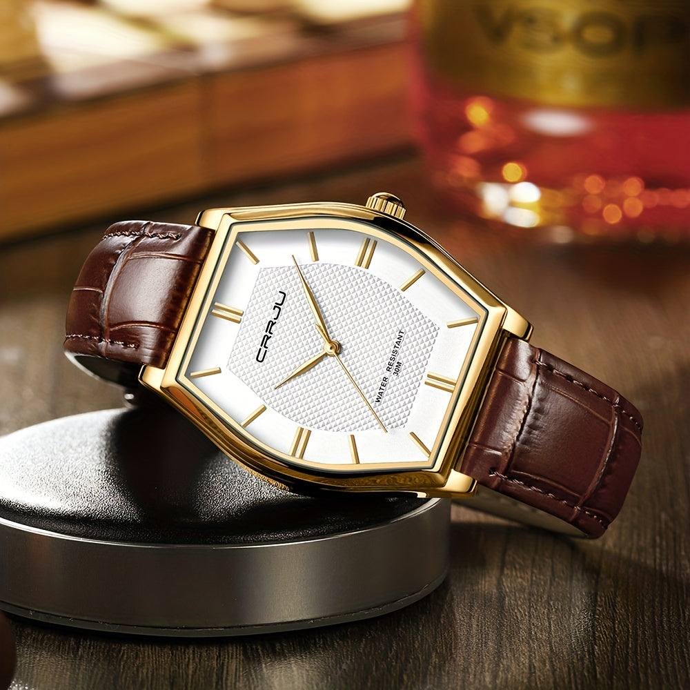 CRJJ Fashion Business Men's Watch Barrel-Shaped Japanese Movement