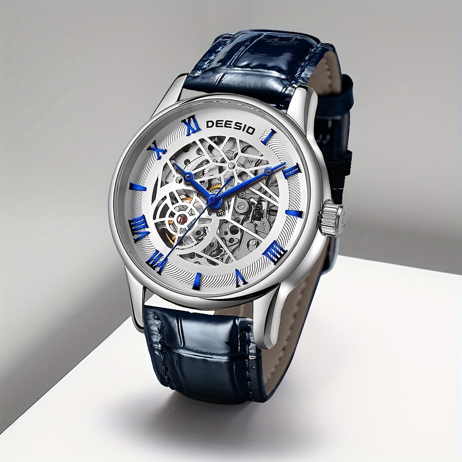 Men's Full Automatic Mechanical Watch Casual Sports Hollow Out Fashionable Design Wristwatch