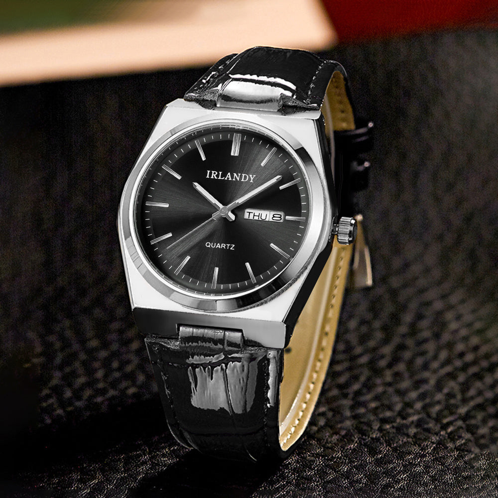 Men'S Business Casual Versatile Quartz Faux Leather Watch with Multifunctional Calendar, Trendy And High-End Feel.