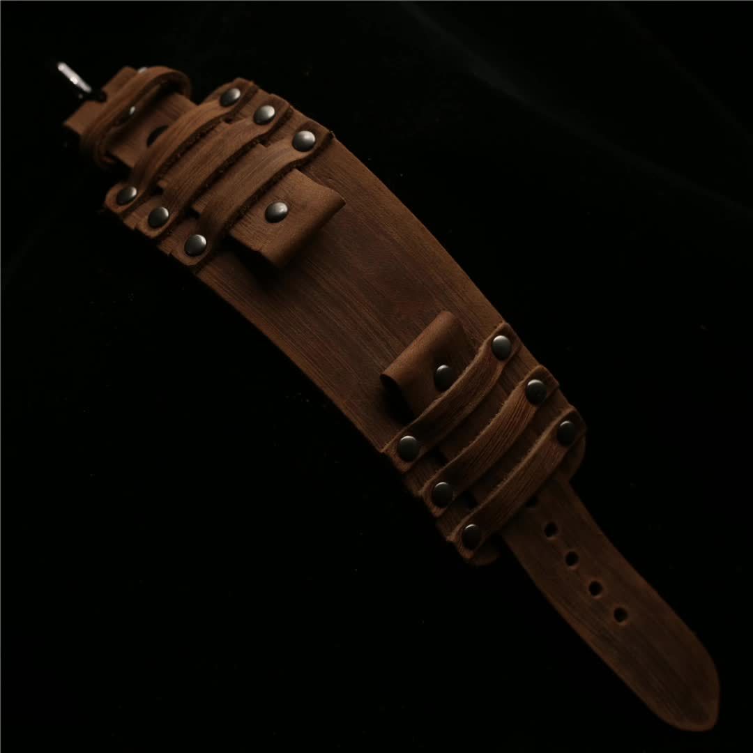 1pc Genuine Calf Leather Watch Band for Men, 24mm Casual Style with Hook-and-Loop Fastener, Available in Black, Brown, Blue, Green - Ideal for Valentine'S Day, Christmas, Father'S Day Gifts
