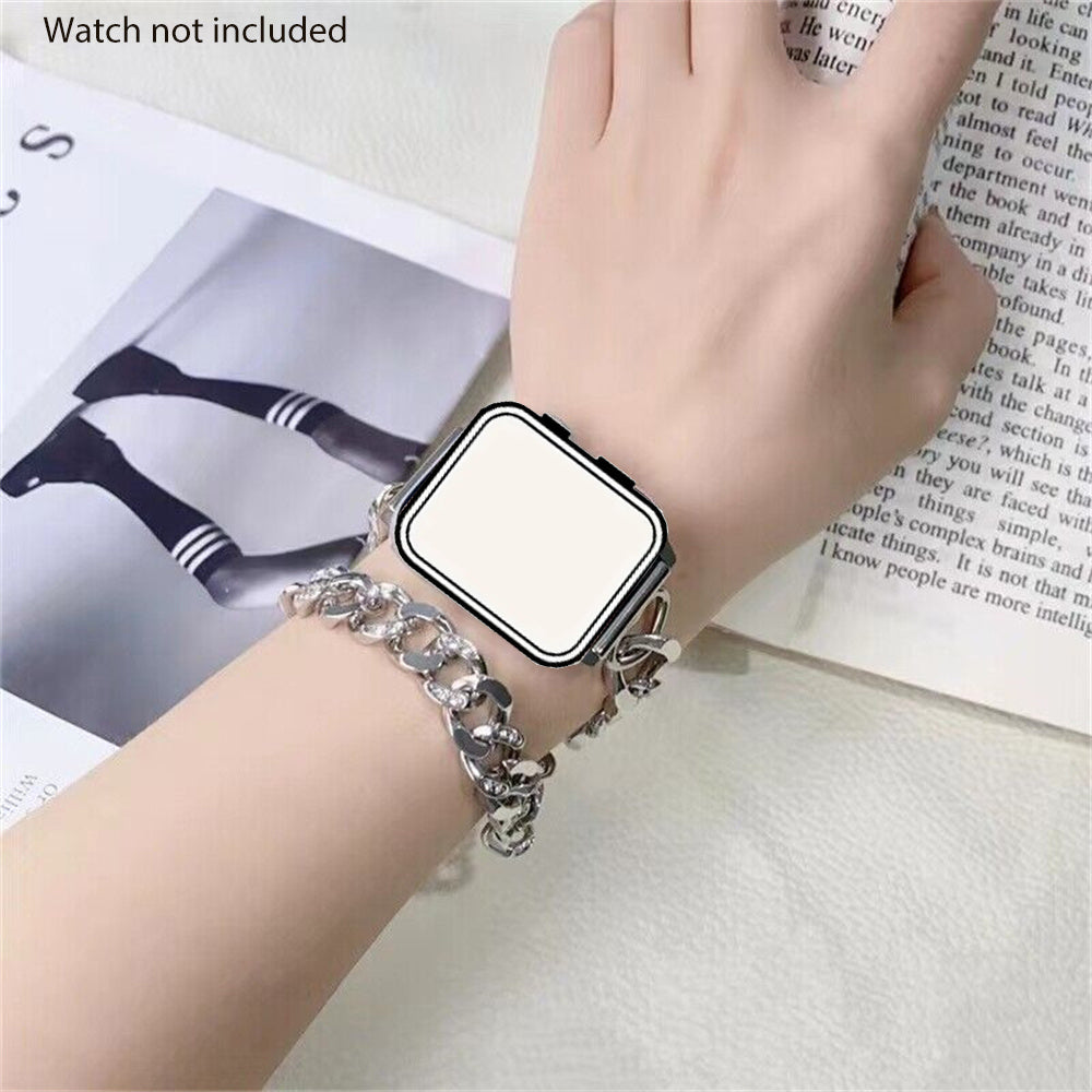 Fashion Design Rhinestone Chain Watch Band for iWatch Series 10 9 8 7 6 5 4 3 2 1 Metal Heart Style Bracelet for iWatch 38\u002F 40\u002F 41mm 42\u002F 44\u002F 45mm