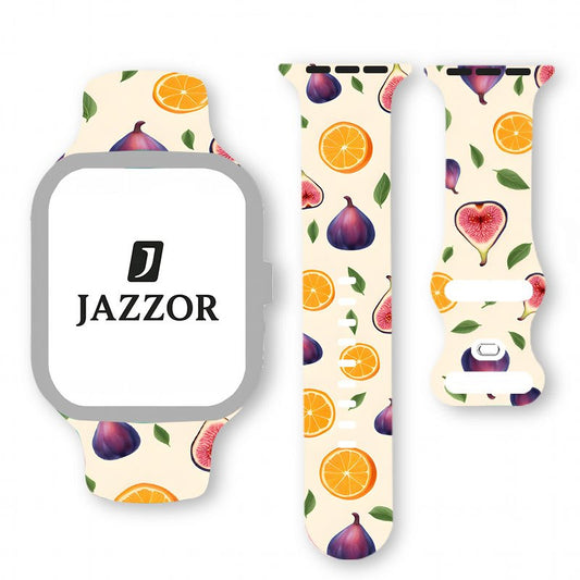 Vibrant Autumn, Purple Jujube & Orange Fruit Design – 1pc Silicone Strap for iWatch: Durable and Comfortable, Perfect Fit!