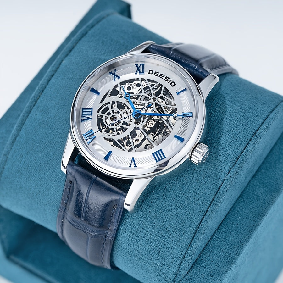 Men's Full Automatic Mechanical Watch Casual Sports Hollow Out Fashionable Design Wristwatch