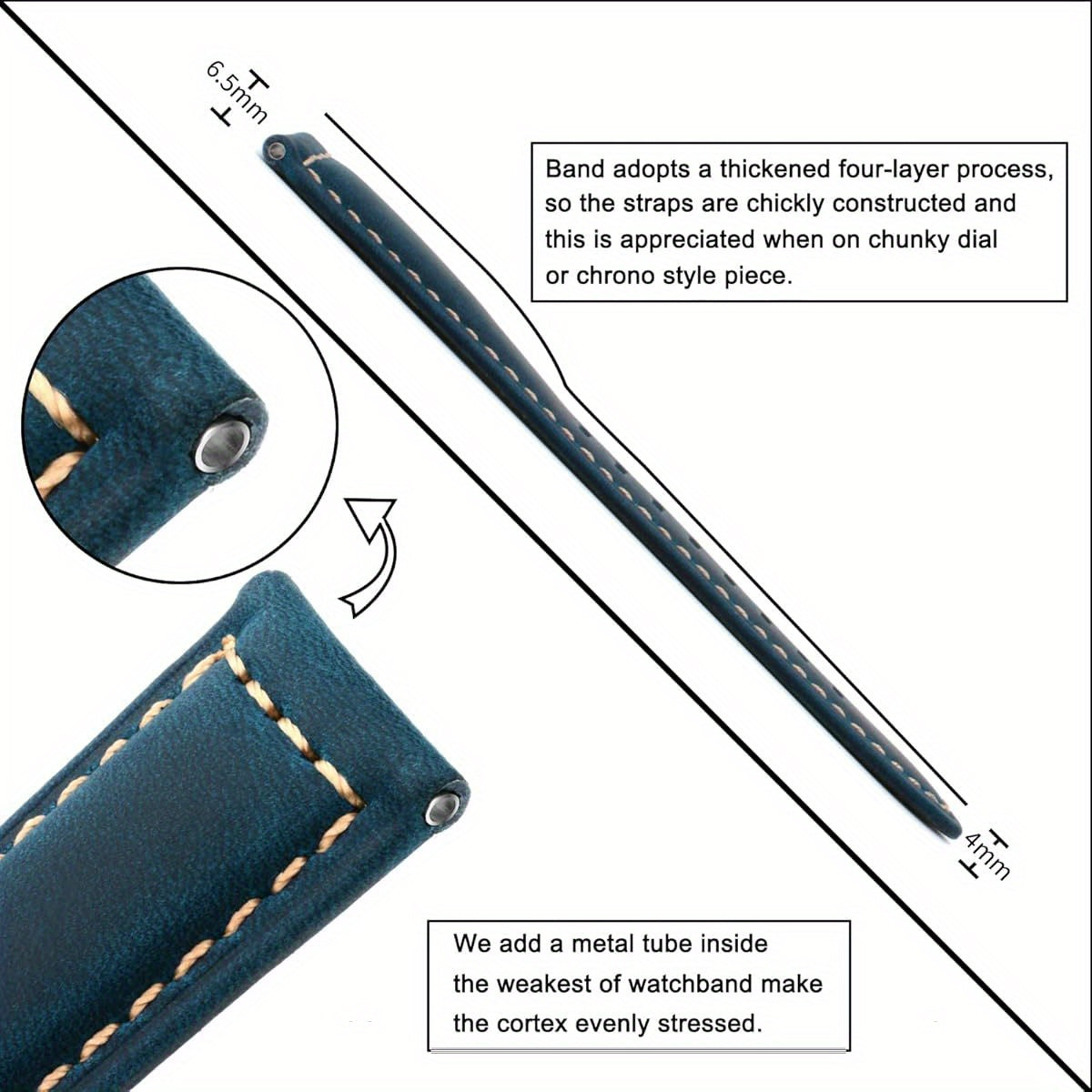 TStrap Leather Watch Band for Men Vintage Thickly Soft Watch Strap Smart Watch Bracelet Montre Replacement 20mm 22mm 24mm