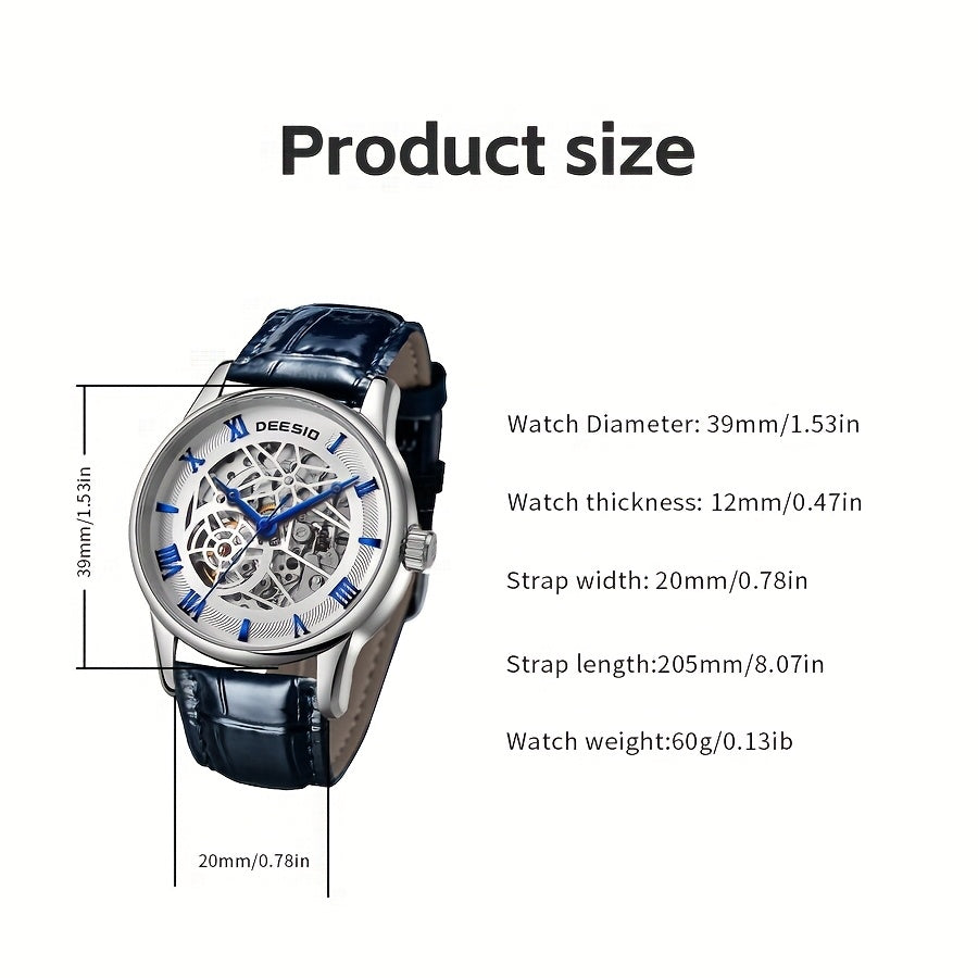 Men's Full Automatic Mechanical Watch Casual Sports Hollow Out Fashionable Design Wristwatch