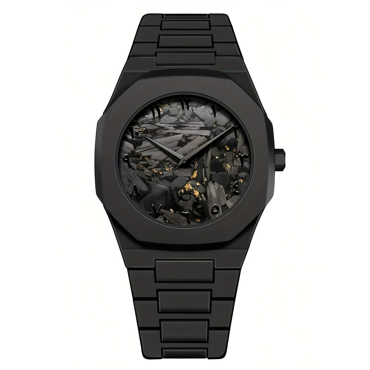 PINTIME Black Golden Trendy Casual Watch, Ultra-Thin Lightweight Quartz Wristwatch, Polygonal Dial with Arabic Numeral Markings, Simple And Stylish Couple'S Model for Students.